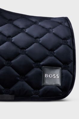 Equestrian velvet jumping saddle pad with Double B monograms, Black