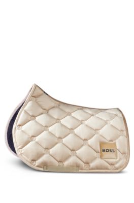 Tapis de selle d&rsquo;&eacute;quitation sp&eacute;cial saut d&rsquo;obstacle en velours avec monogrammes Double&nbsp;B, Beige