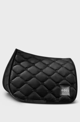Equestrian velvet dressage saddle pad with Double B monograms, Black