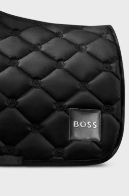 Equestrian velvet dressage saddle pad with Double B monograms, Black