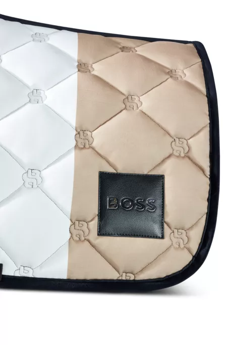 Equestrian signature-stripe jumping saddle pad with Double B monograms