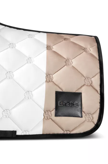 Equestrian signature-stripe dressage saddle pad with Double B monograms
