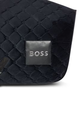 Reitsport-Pferdedecke aus Samt mit Schafsfell-Imitat, Schwarz