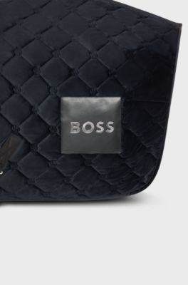 Equestrian velvet horse rug with faux sheepskin, Black