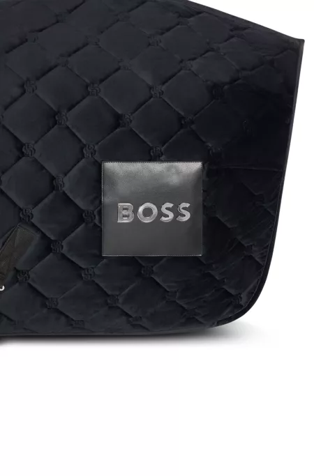 Equestrian velvet horse rug with faux sheepskin