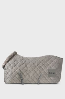 Equestrian velvet horse rug with faux sheepskin, Silver