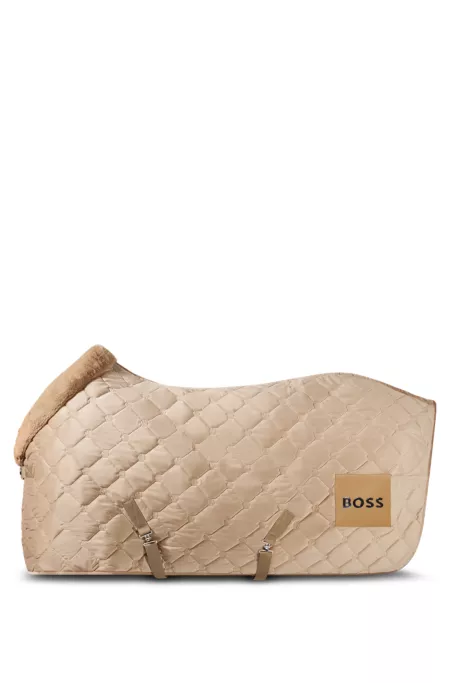 Equestrian velvet horse rug with faux sheepskin