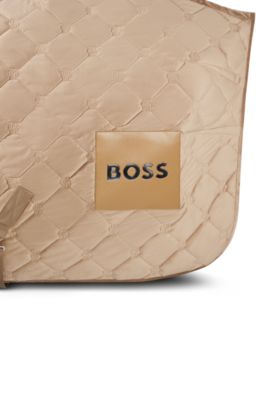 Reitsport-Pferdedecke aus Samt mit Schafsfell-Imitat, Beige