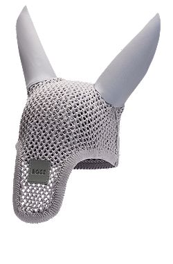 Equestrian crochet fly veil with logo patch