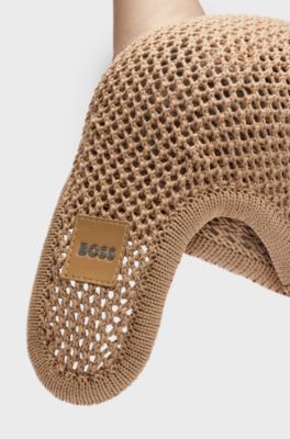 Equestrian crochet fly veil with logo patch, Beige