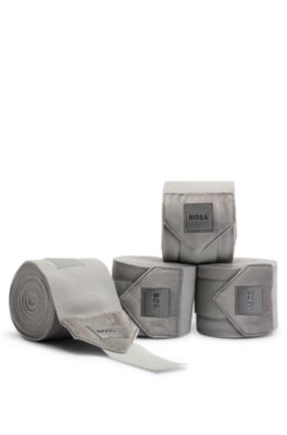 Equestrian fleece bandages with velvet ends, Grey