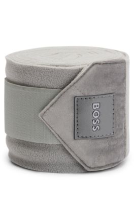 Equestrian fleece bandages with velvet ends, Grey