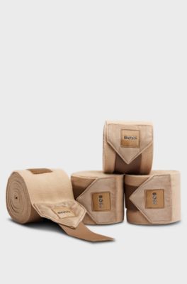 Bandages d&rsquo;&eacute;quitation avec extr&eacute;mit&eacute;s en velours, Beige