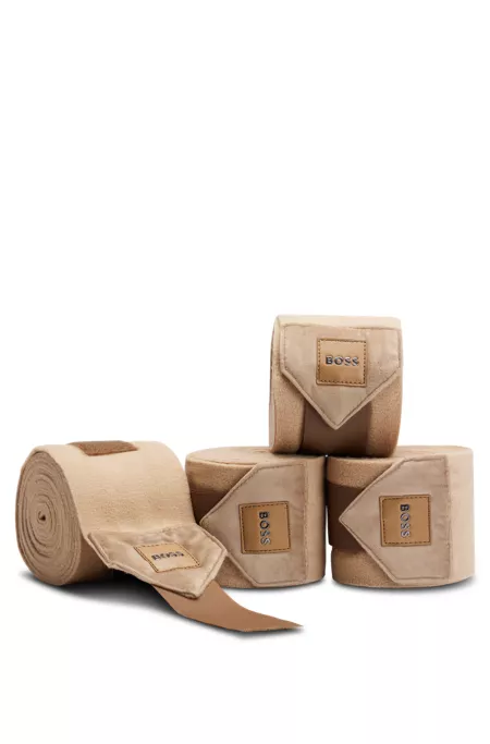 Equestrian fleece bandages with velvet ends