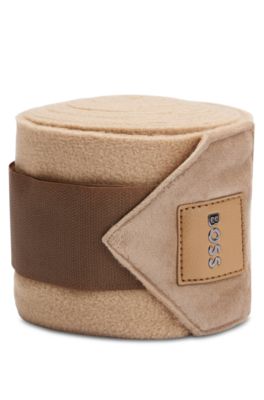 Equestrian fleece bandages with velvet ends, Beige