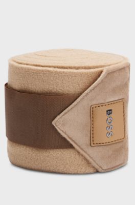 Equestrian fleece bandages with velvet ends, Beige
