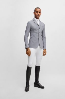 Veste de spectacle d&rsquo;&eacute;quitation stretch effet poivre et sel, Argent