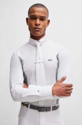 Equestrian tournament shirt with melange inserts, White