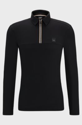 Equestrian training polo shirt in quick-dry material, Black
