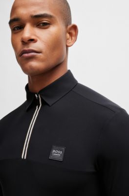 Equestrian training polo shirt in quick-dry material, Black