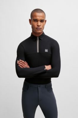 Equestrian training polo shirt in quick-dry material, Black