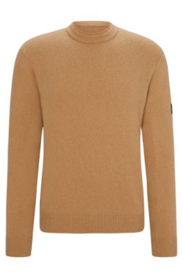 Jersey de equitaci&oacute;n de algod&oacute;n y cashmere con parche de logo, Beige