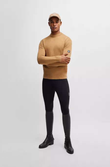 Equestrian cotton-cashmere sweater with logo patch