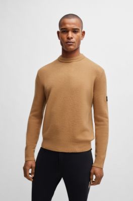 Jersey de equitaci&oacute;n de algod&oacute;n y cashmere con parche de logo, Beige
