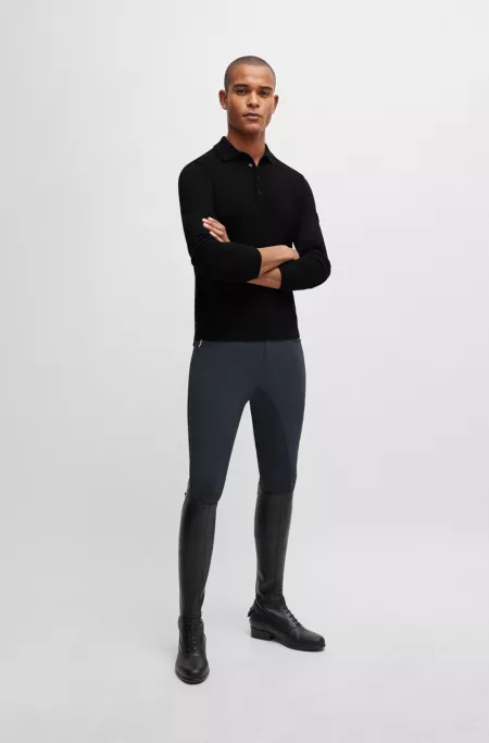 Equestrian knit polo in a cotton-cashmere blend