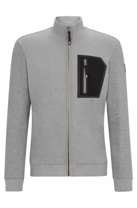 Equestrian second-layer cardigan with zipped chest pocket