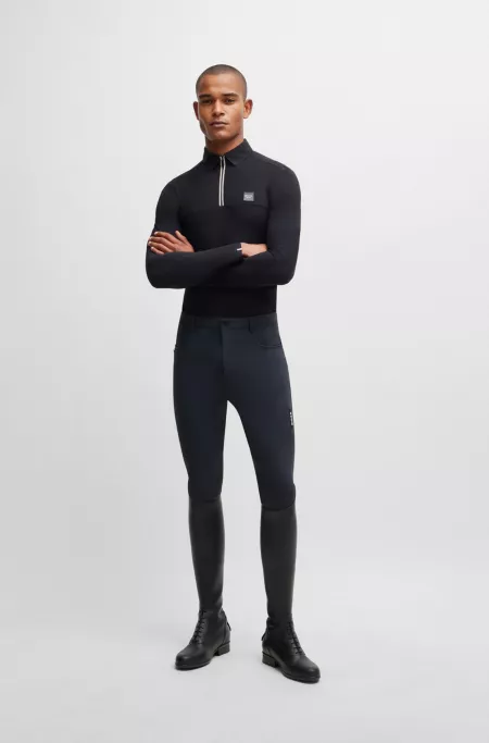 Equestrian knee-grip breeches in super-stretch material