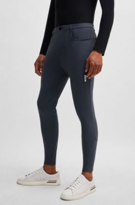 Reithose aus Super-Stretch-Gewebe mit Kniebesatz, Grau