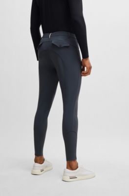 Reithose aus Super-Stretch-Gewebe mit Kniebesatz, Grau