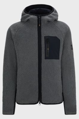 Equestrian hooded hybrid jacket with cosy teddy, Grey