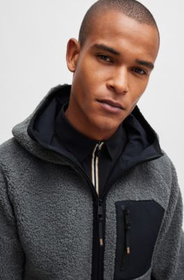 Equestrian hooded hybrid jacket with cosy teddy, Grey