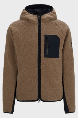 Equestrian hooded hybrid jacket with cosy teddy, Brown