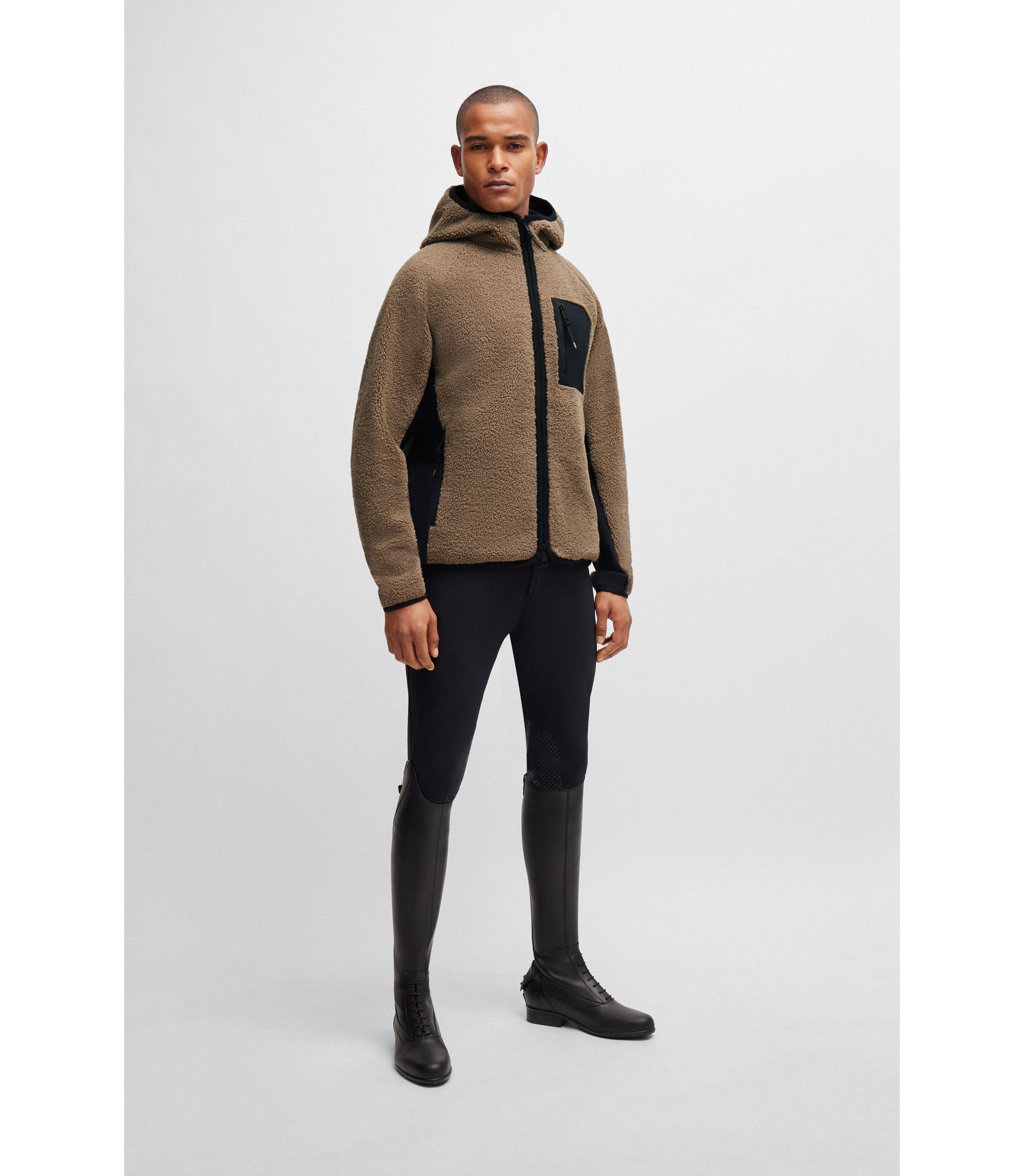 HUGO BOSS ジャケット BOSS - Mixed-material leather jacket with special branding