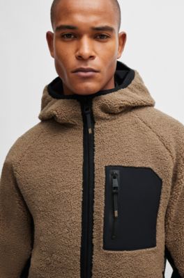 Equestrian hooded hybrid jacket with cosy teddy, Brown