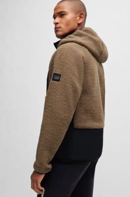 Equestrian hooded hybrid jacket with cosy teddy, Brown