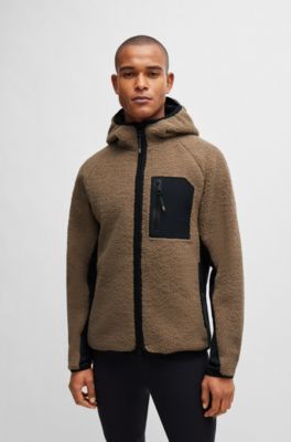 Equestrian hooded hybrid jacket with cosy teddy, Brown