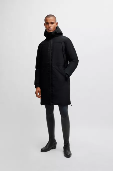 Equestrian waterproof parka jacket with logo tape