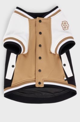 Dog bomber jacket with embroidered logo, Beige