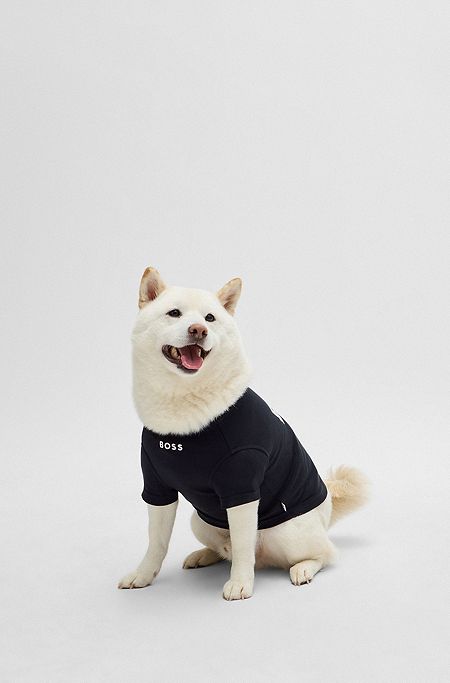 T-shirt per cani in cotone con logo stampato, Nero