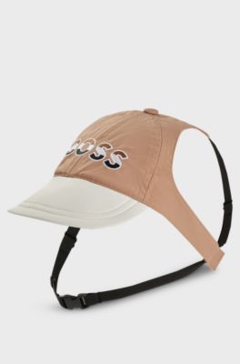 Dog hat with signature details and adjustable band, Beige