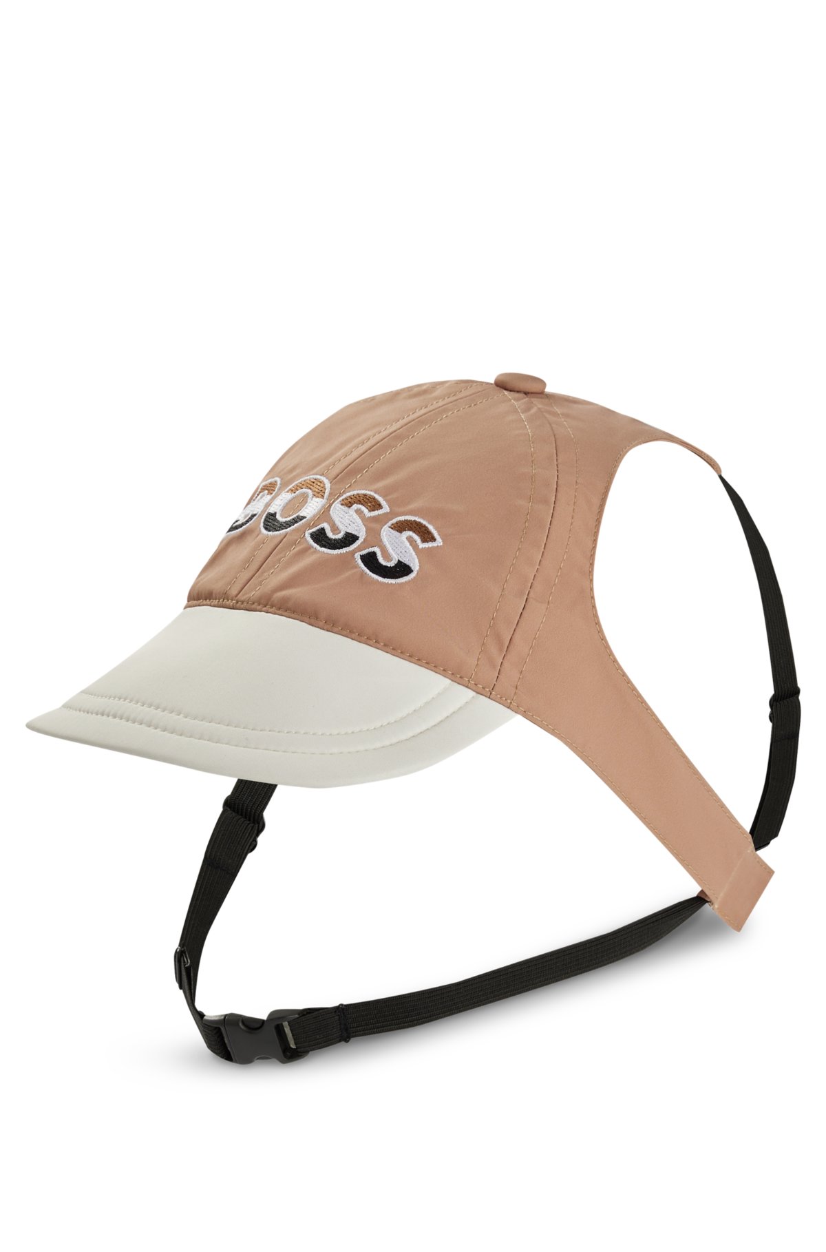 Dog hat with signature details and adjustable band, Beige