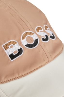 Dog hat with signature details and adjustable band, Beige