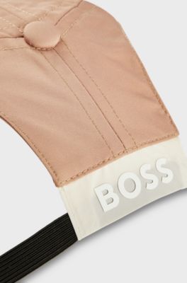 Dog hat with signature details and adjustable band, Beige