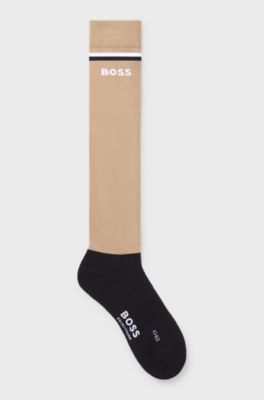 Reitsport-Socken mit Signature-Streifen und Logo, Beige