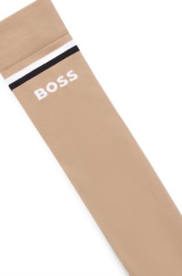 Equestrian riding socks with signature stripe and logo, Beige