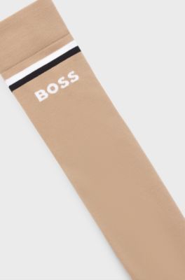 Reitsport-Socken mit Signature-Streifen und Logo, Beige